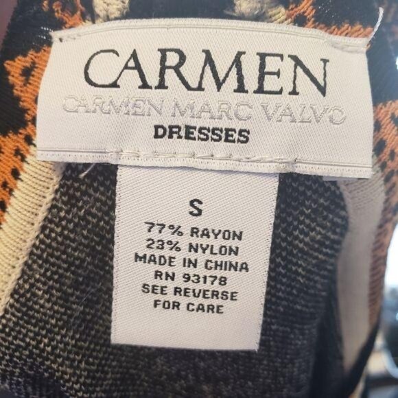 Carmen Marc Valvo Geometric Print Sleeveless Dress size S - Picture 3 of 12